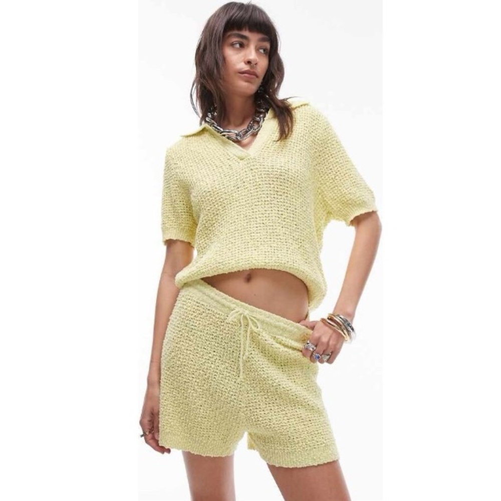 TOPSHOP Stitchy Shorts in Lime, NWT - Picture 4 of 7